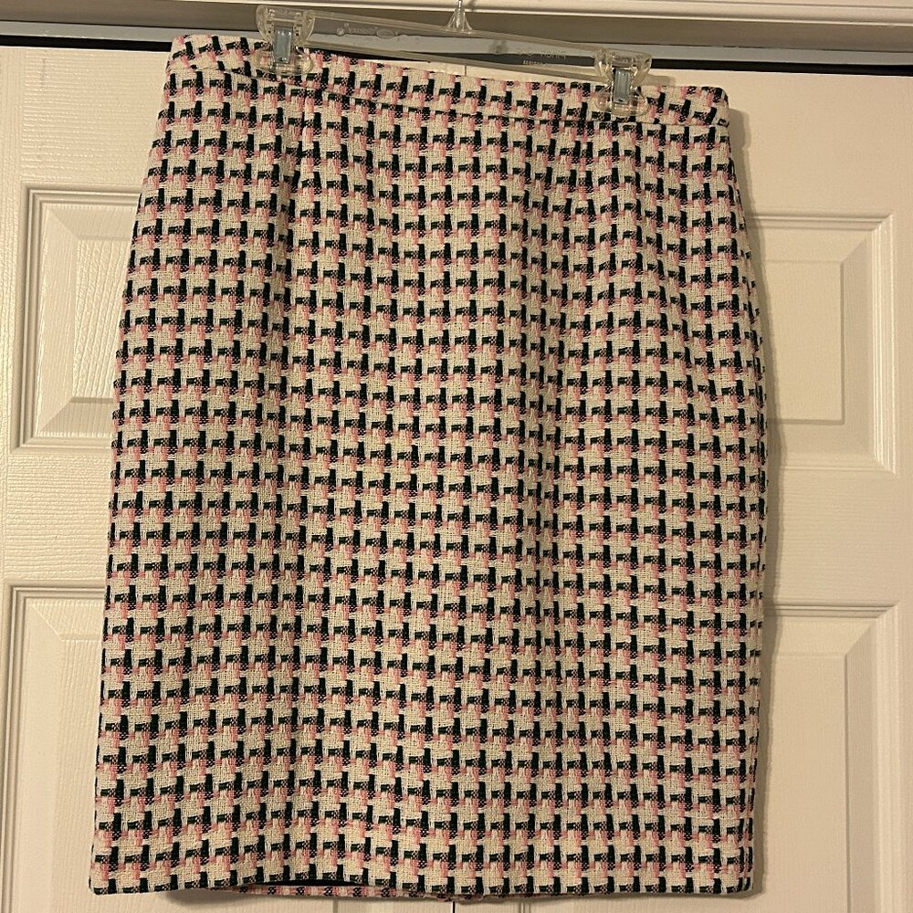 NWT BODEN  Sz 16R (US 12R) Multi Color Woven Plaid Fully Lined Pencil Skirt